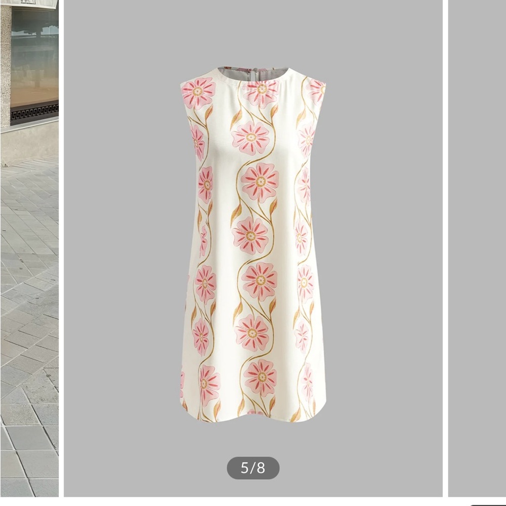 Commense Pink and White Floral Mini Dress Never Worn